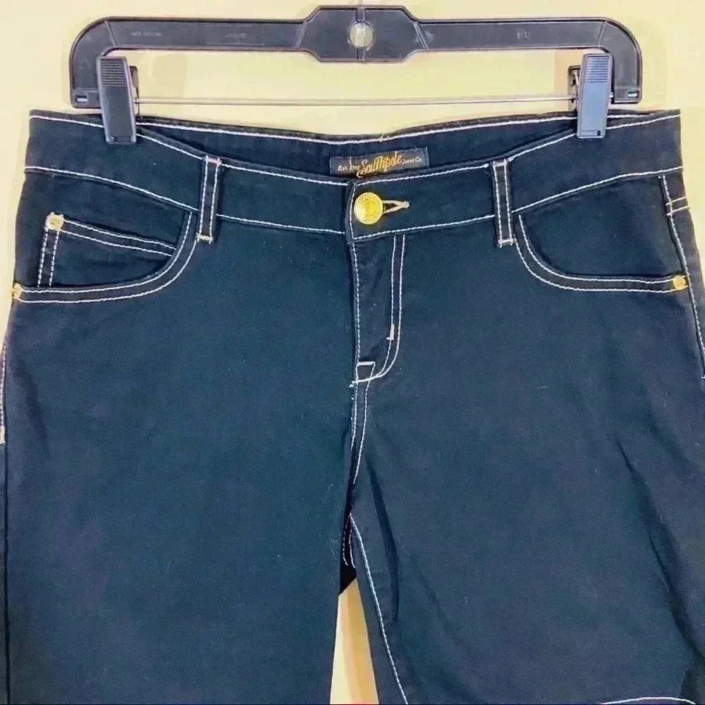Southpole Black Super Stretchy Embellished Denim Shorts Size‎ 9
